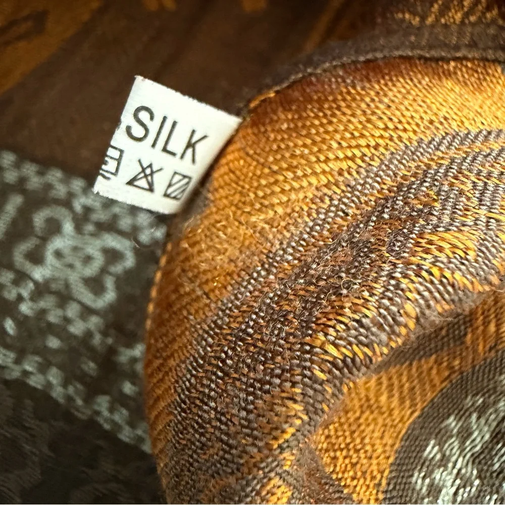 Brown/Orange/Gold Silk Elephant Scarf